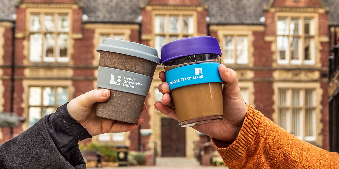 Two branded reusable cups to celebrate the plastic free pledge