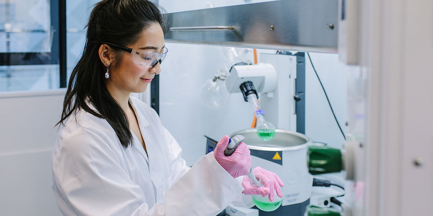 Student working in a lab