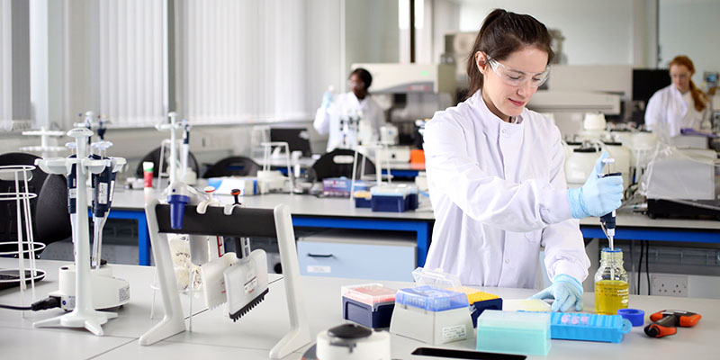 Students working in a lab