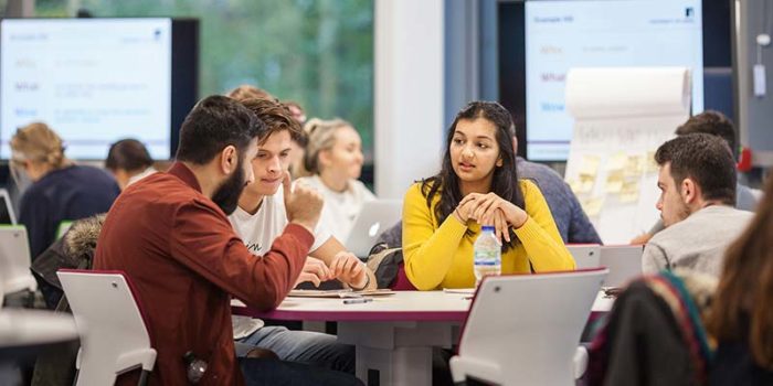 Undergraduate collaborative teaching space in Leeds University Business School