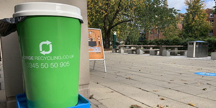 New disposable cup recycling bins