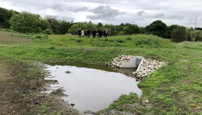 Water retaining feature at Bodington Fields natural flood management site