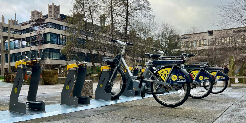 Leeds City Bikes docking stations in Chancellors Court, University of Leeds