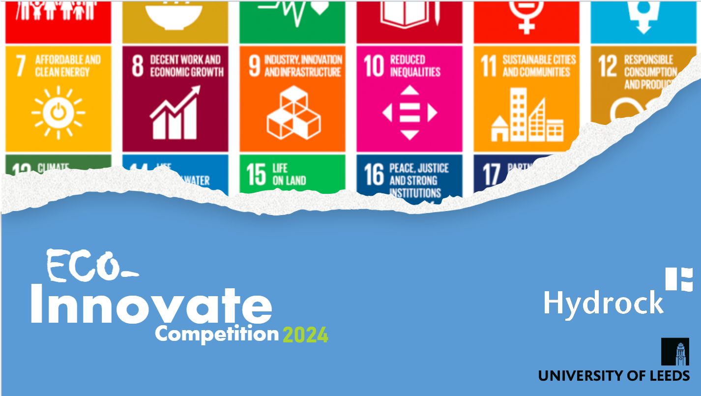 Image showing several United Nations Sustainable Development Goals, with the text "Eco-Innovation Competition 2024"