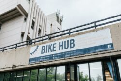 A sign that reads "Bike Hub"