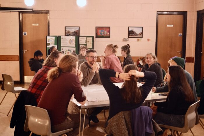 A group of people sat at a table together