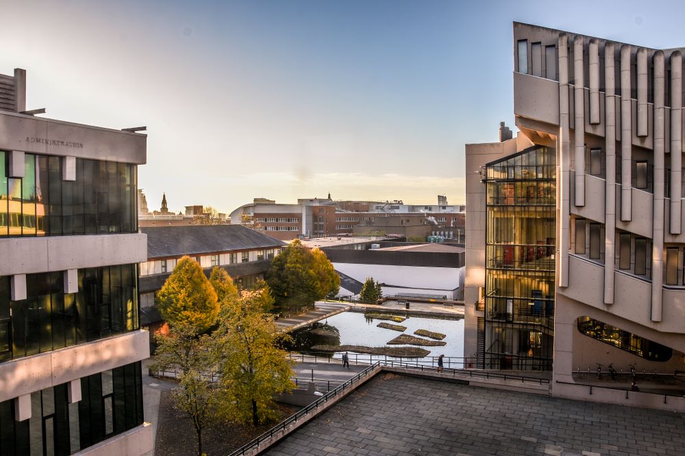 The Roger Stevens building and Roger Stevens Pond
