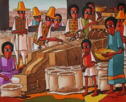 Painting by artist Nebiyu Assefa from his collaboration with Joanna Brown
